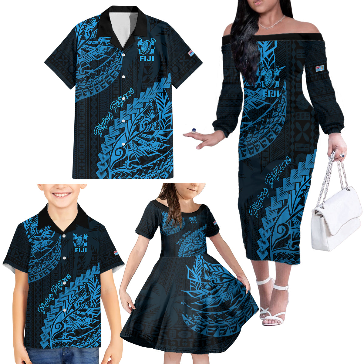 custom-fiji-rugby-family-matching-off-shoulder-long-sleeve-dress-and-hawaiian-shirt-kaiviti-fijian-tribal-world-cup-blue-no2