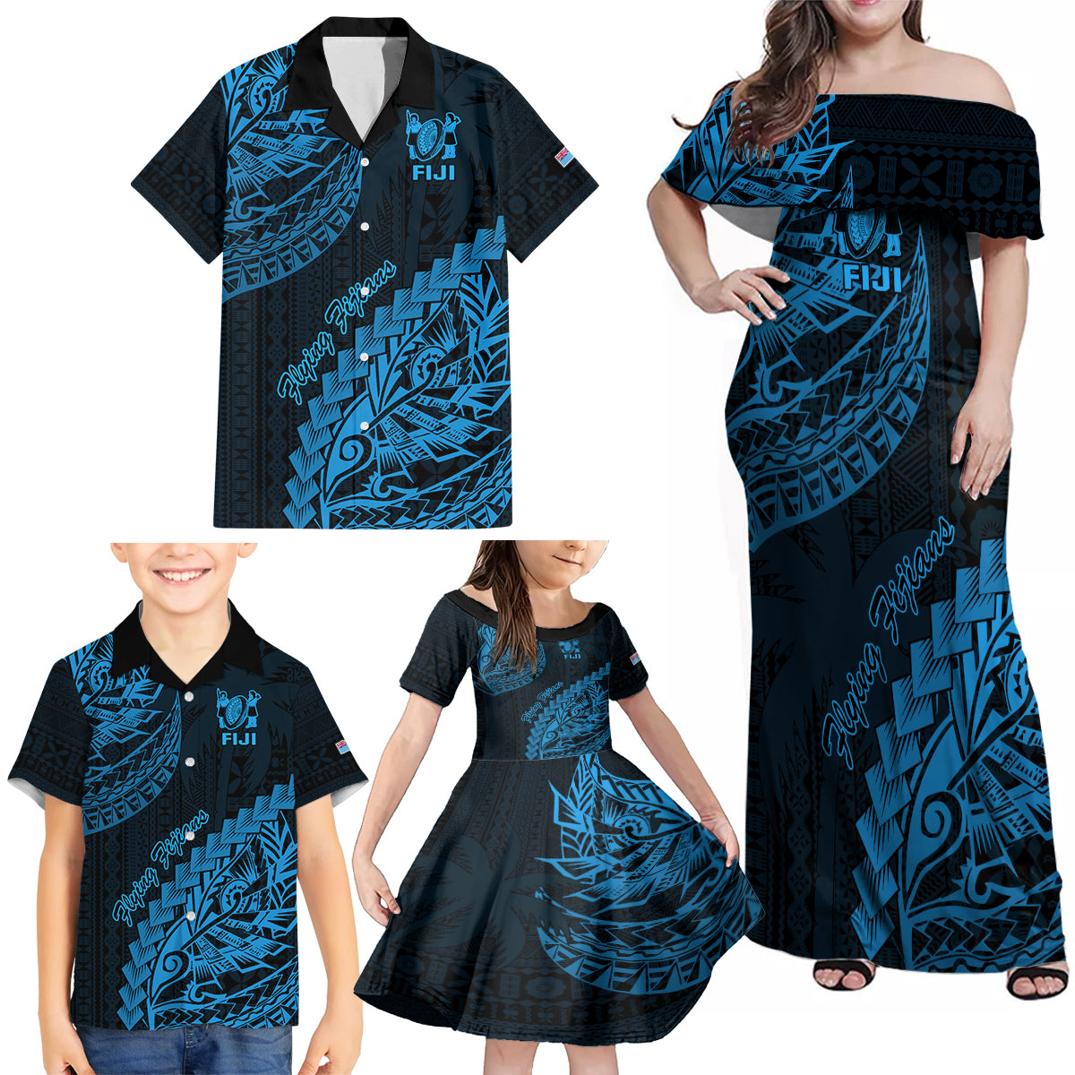 custom-fiji-rugby-family-matching-off-shoulder-maxi-dress-and-hawaiian-shirt-kaiviti-fijian-tribal-world-cup-blue-no2