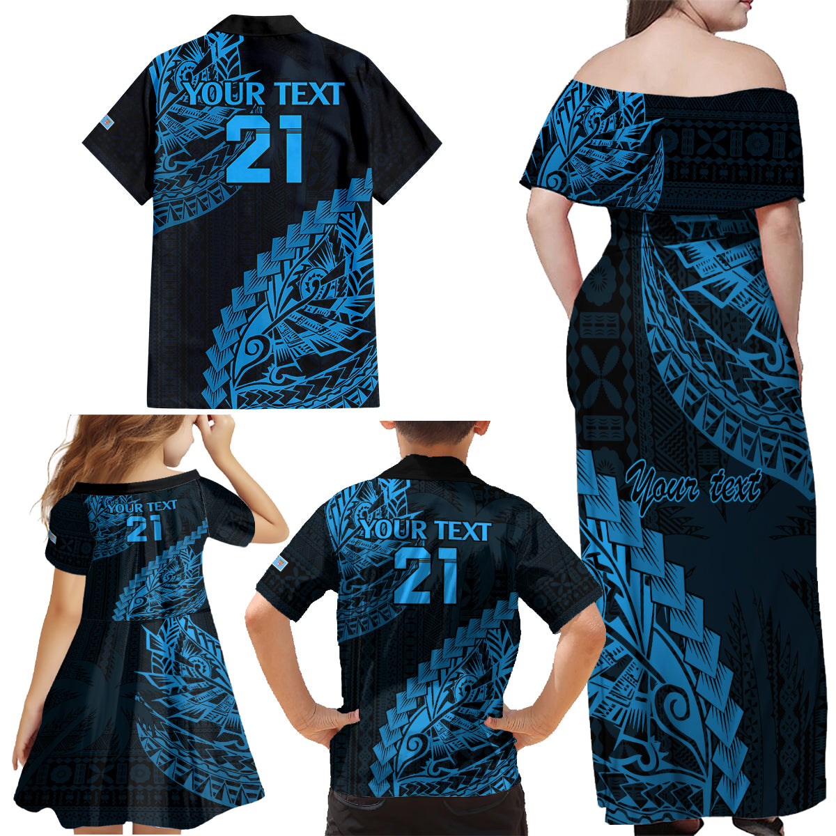 custom-fiji-rugby-family-matching-off-shoulder-maxi-dress-and-hawaiian-shirt-kaiviti-fijian-tribal-world-cup-blue-no2