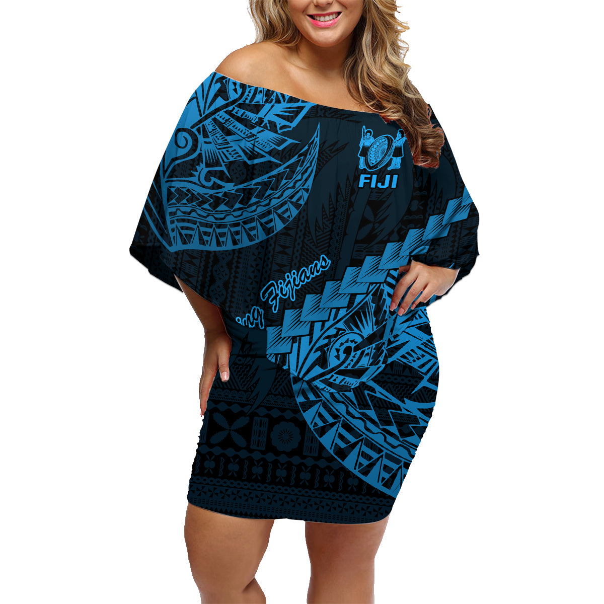 custom-fiji-rugby-family-matching-off-shoulder-short-dress-and-hawaiian-shirt-kaiviti-fijian-tribal-world-cup-blue-no2