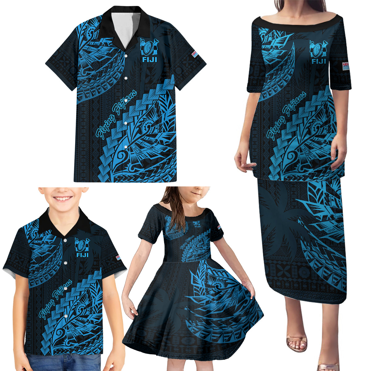 custom-fiji-rugby-family-matching-puletasi-dress-and-hawaiian-shirt-kaiviti-fijian-tribal-world-cup-blue-no2