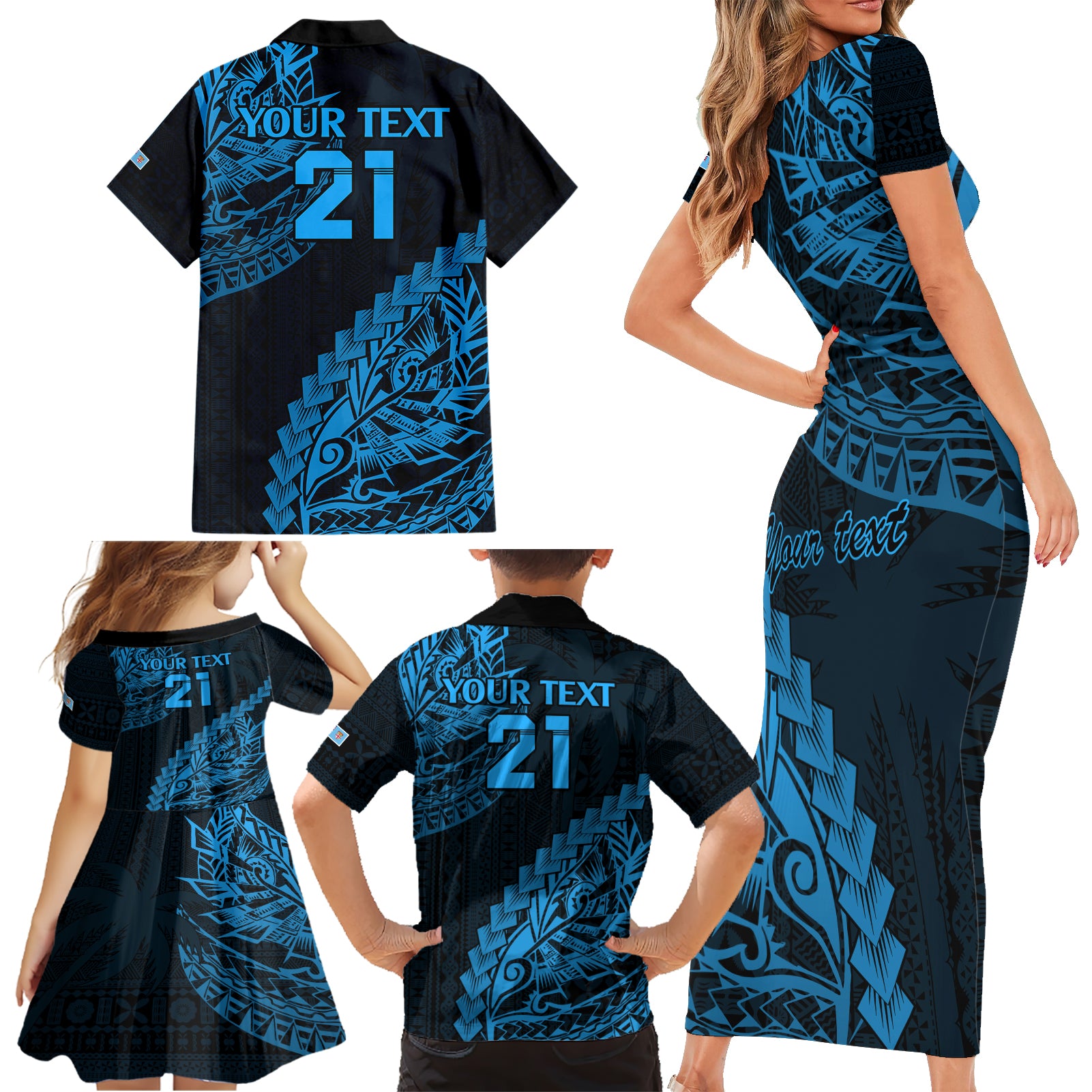 custom-fiji-rugby-family-matching-short-sleeve-bodycon-dress-and-hawaiian-shirt-kaiviti-fijian-tribal-world-cup-blue-no2