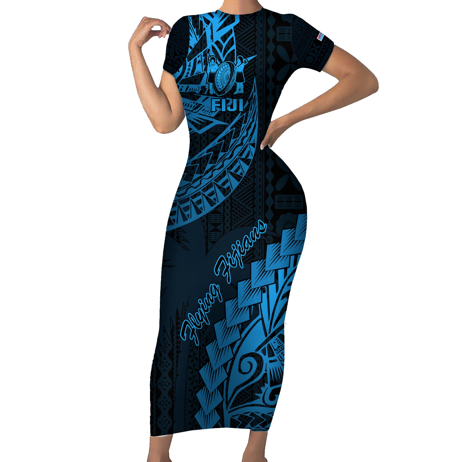 custom-fiji-rugby-family-matching-short-sleeve-bodycon-dress-and-hawaiian-shirt-kaiviti-fijian-tribal-world-cup-blue-no2