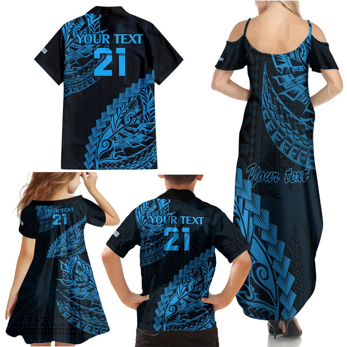 custom-fiji-rugby-family-matching-summer-maxi-dress-and-hawaiian-shirt-kaiviti-fijian-tribal-world-cup-blue-no2