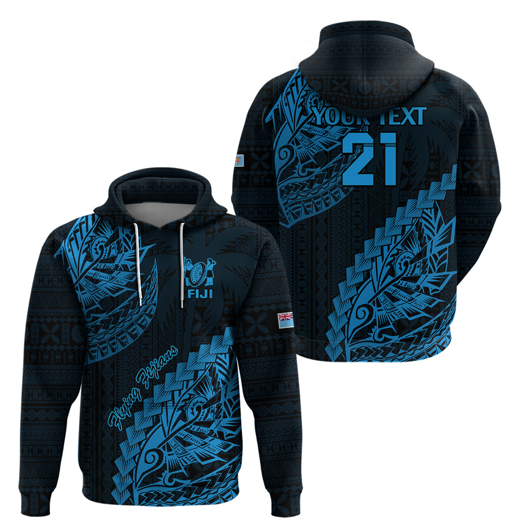 Custom Fiji Rugby Hoodie Kaiviti Fijian Tribal World Cup Blue No2 LT9 - Vibe Hoodie Shop