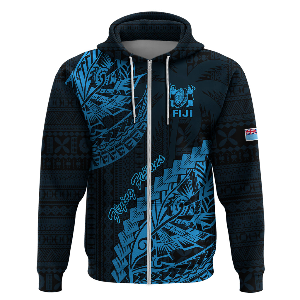 Custom Fiji Rugby Hoodie Kaiviti Fijian Tribal World Cup Blue No2 LT9 - Vibe Hoodie Shop