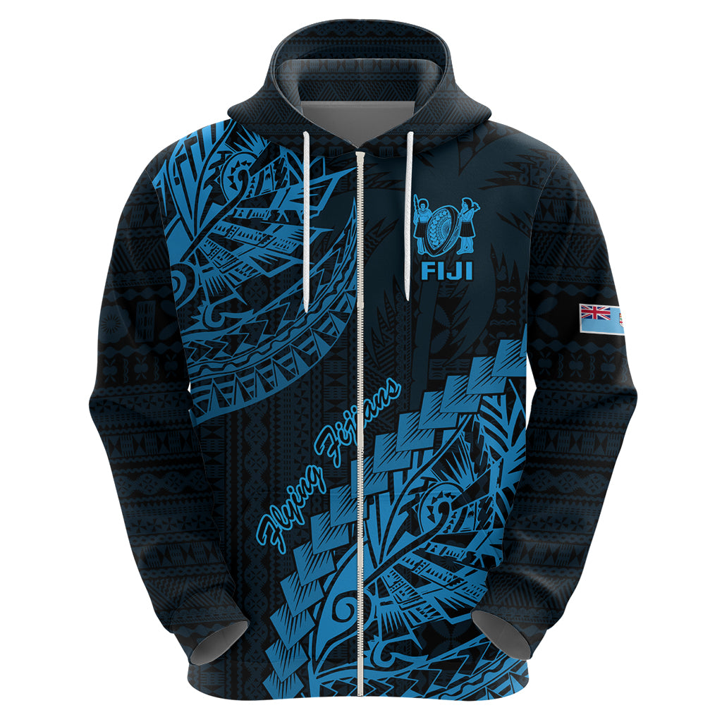 Custom Fiji Rugby Hoodie Kaiviti Fijian Tribal World Cup Blue No2 LT9 - Vibe Hoodie Shop