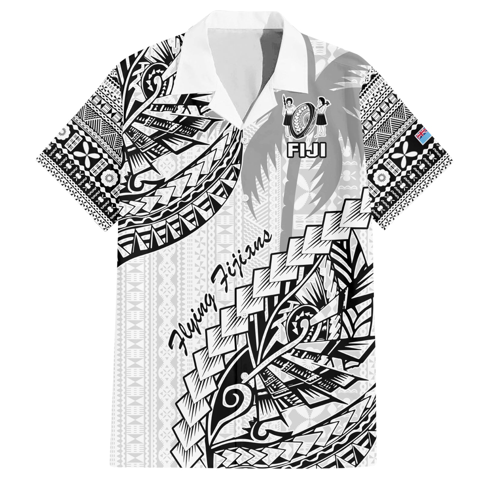 Fiji Rugby Hawaiian Shirt Kaiviti Fijian Tribal World Cup White - Vibe Hoodie Shop