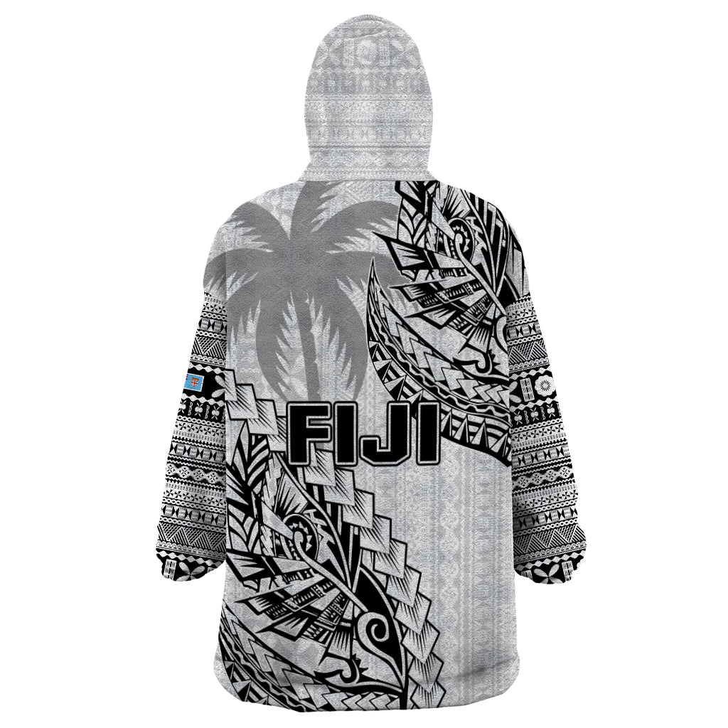 Fiji Rugby Wearable Blanket Hoodie Kaiviti Fijian Tribal World Cup White - Vibe Hoodie Shop