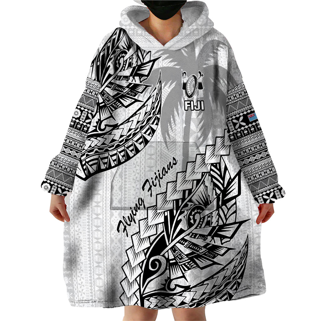 Fiji Rugby Wearable Blanket Hoodie Kaiviti Fijian Tribal World Cup White - Vibe Hoodie Shop