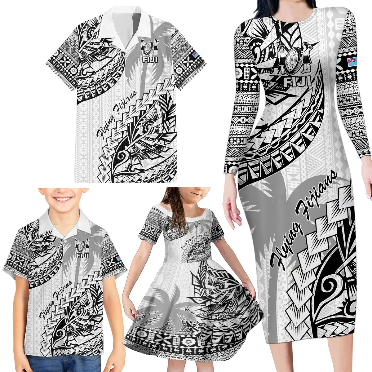 custom-fiji-rugby-family-matching-long-sleeve-bodycon-dress-and-hawaiian-shirt-kaiviti-fijian-tribal-world-cup-white