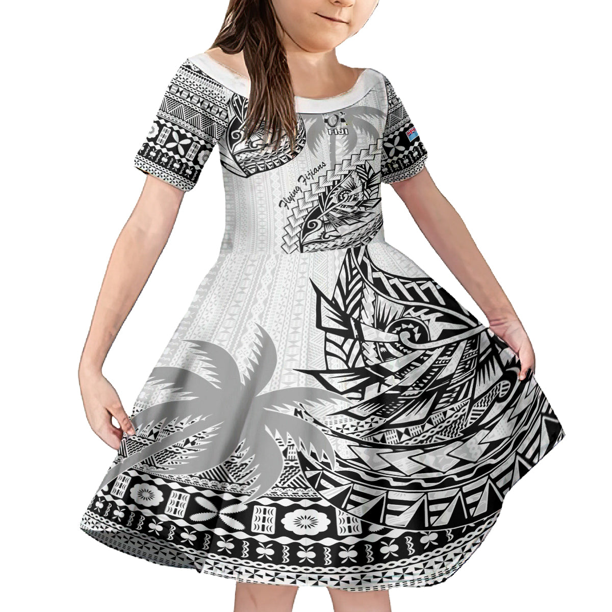 custom-fiji-rugby-family-matching-long-sleeve-bodycon-dress-and-hawaiian-shirt-kaiviti-fijian-tribal-world-cup-white