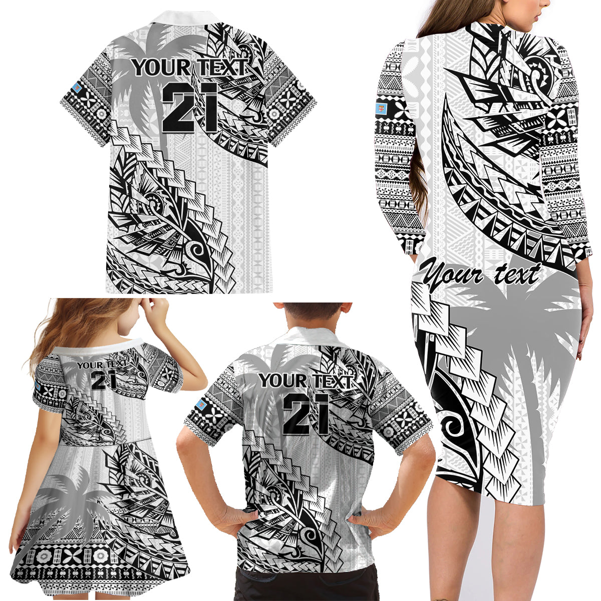 custom-fiji-rugby-family-matching-long-sleeve-bodycon-dress-and-hawaiian-shirt-kaiviti-fijian-tribal-world-cup-white