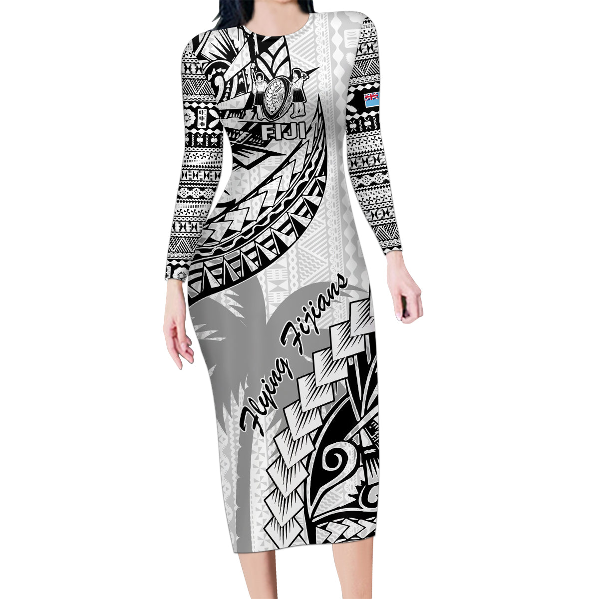 custom-fiji-rugby-family-matching-long-sleeve-bodycon-dress-and-hawaiian-shirt-kaiviti-fijian-tribal-world-cup-white