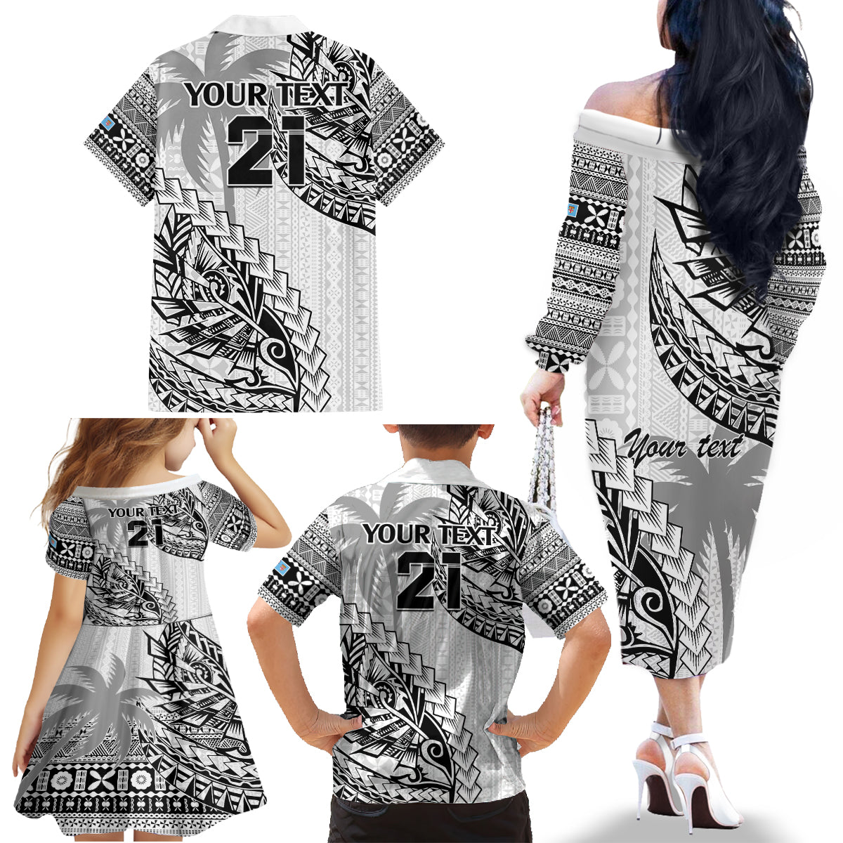 custom-fiji-rugby-family-matching-off-shoulder-long-sleeve-dress-and-hawaiian-shirt-kaiviti-fijian-tribal-world-cup-white