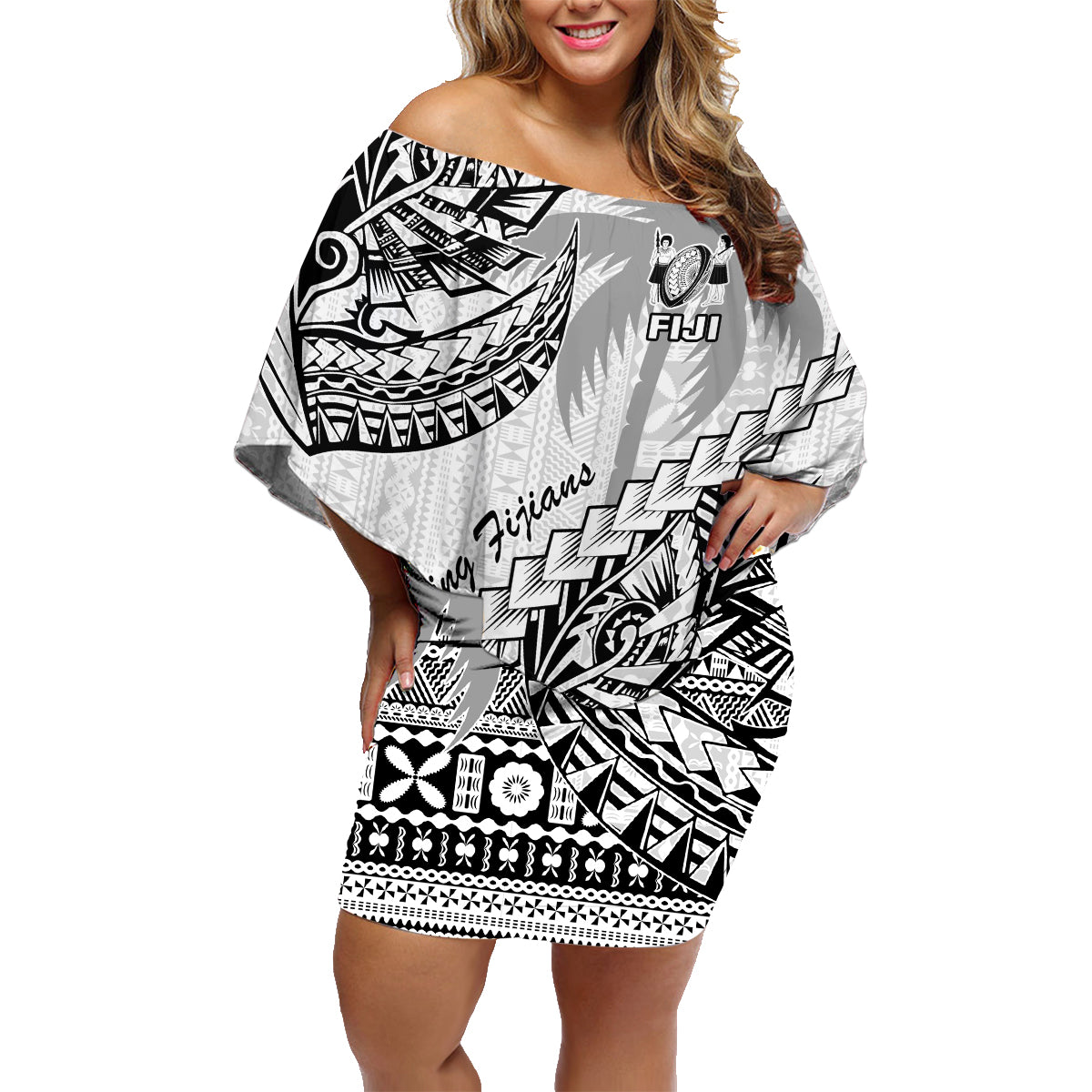 custom-fiji-rugby-family-matching-off-shoulder-short-dress-and-hawaiian-shirt-kaiviti-fijian-tribal-world-cup-white