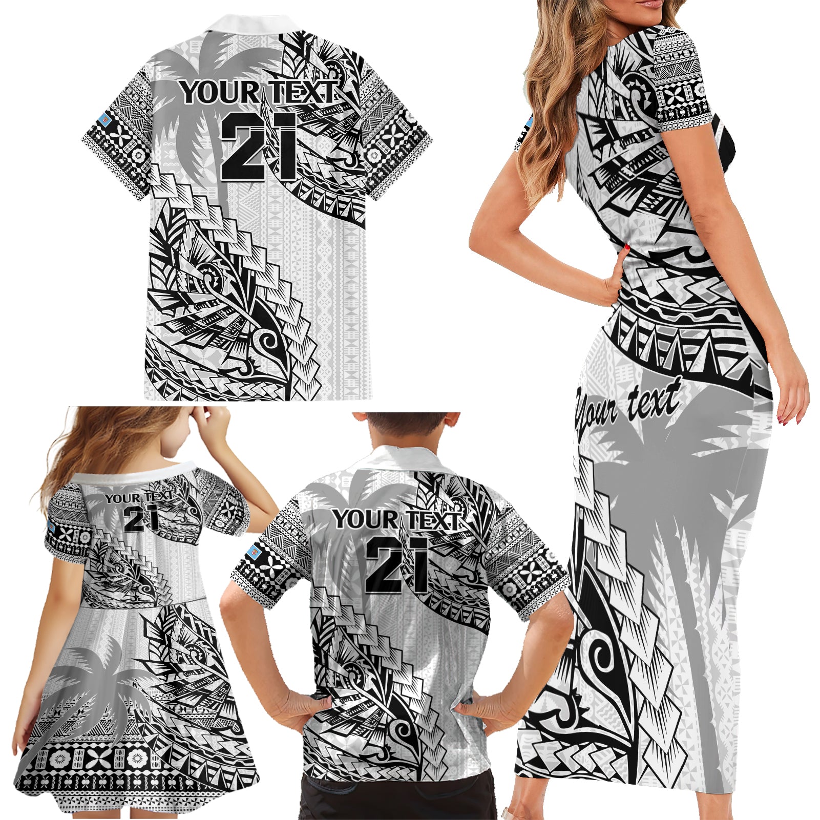 custom-fiji-rugby-family-matching-short-sleeve-bodycon-dress-and-hawaiian-shirt-kaiviti-fijian-tribal-world-cup-white