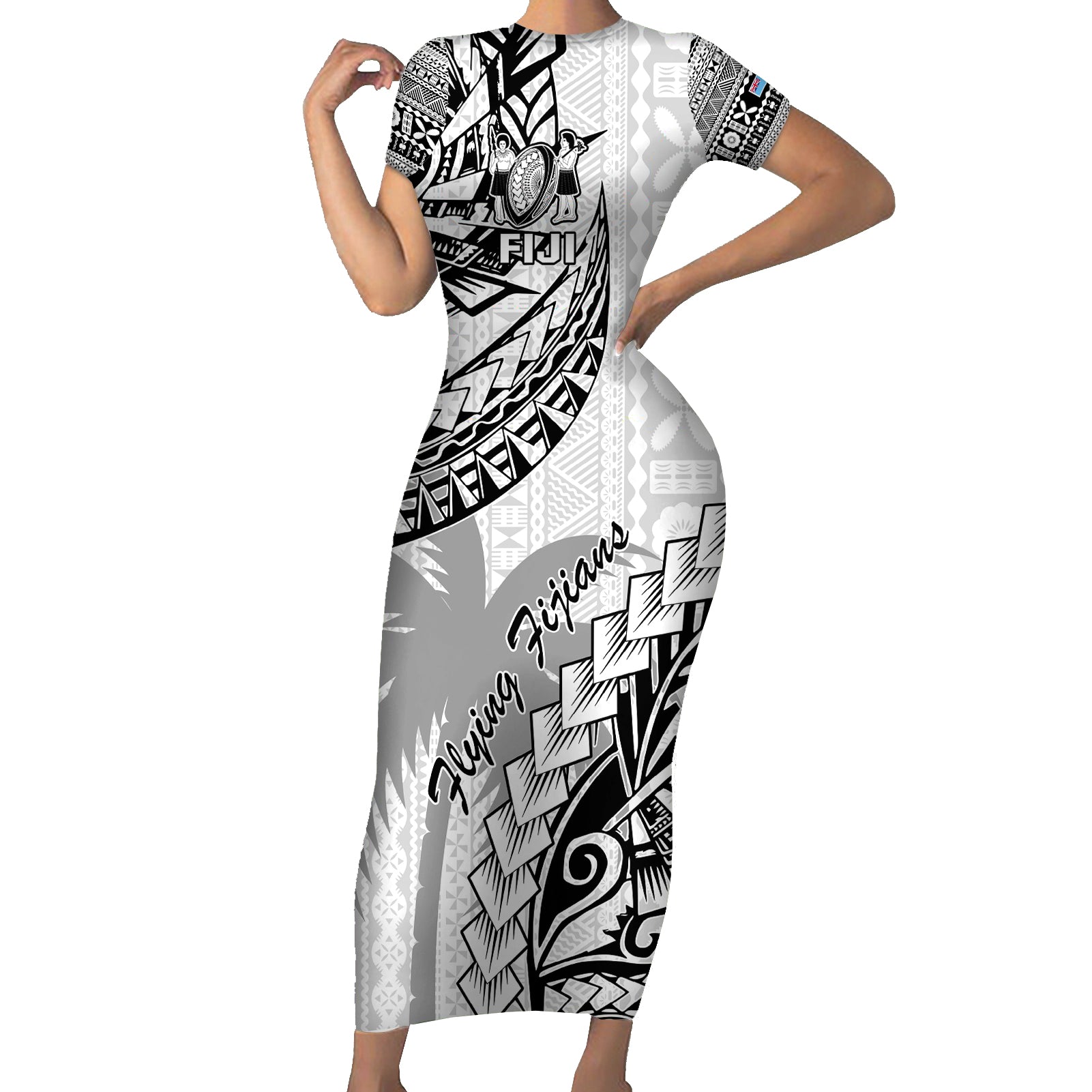 custom-fiji-rugby-family-matching-short-sleeve-bodycon-dress-and-hawaiian-shirt-kaiviti-fijian-tribal-world-cup-white