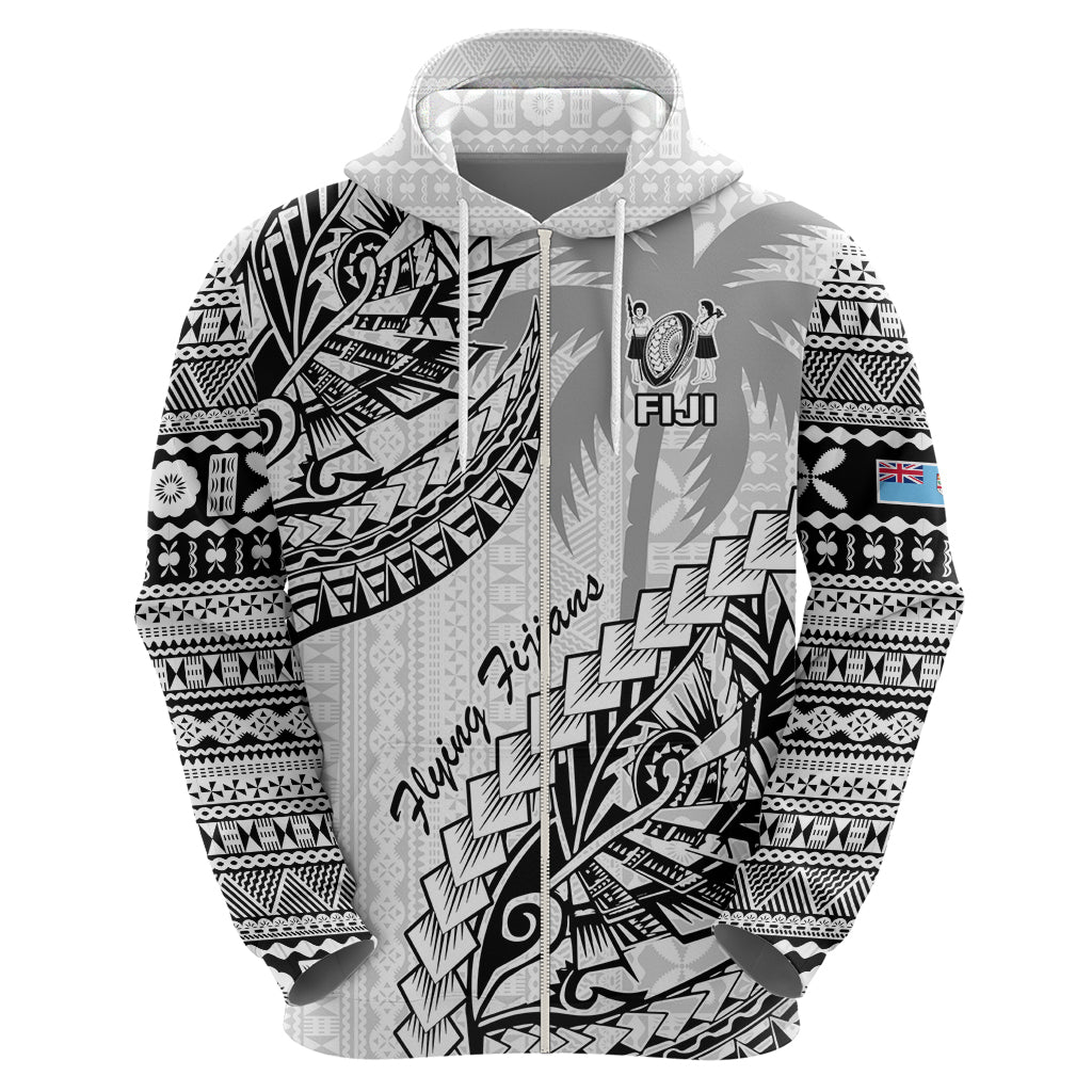 Custom Fiji Rugby Hoodie Kaiviti Fijian Tribal World Cup White LT9 - Vibe Hoodie Shop