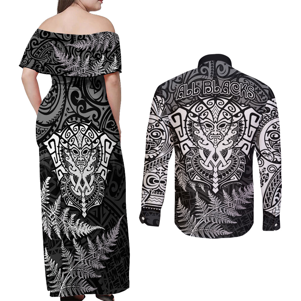 new-zealand-rugby-couples-matching-off-shoulder-maxi-dress-and-long-sleeve-button-shirts-silver-fern-all-black-mix-ta-moko-white-style