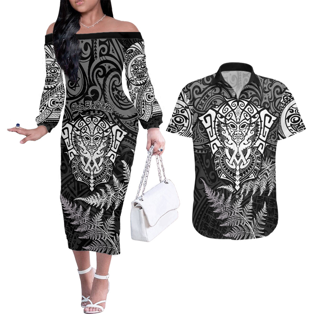 new-zealand-rugby-couples-matching-off-the-shoulder-long-sleeve-dress-and-hawaiian-shirt-silver-fern-all-black-mix-ta-moko-white-style