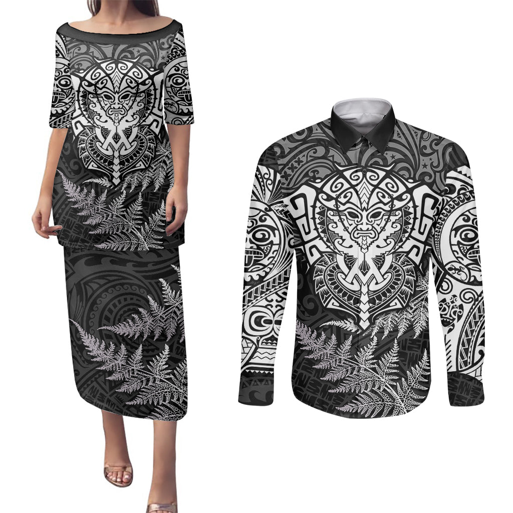 new-zealand-rugby-couples-matching-puletasi-dress-and-long-sleeve-button-shirts-silver-fern-all-black-mix-ta-moko-white-style