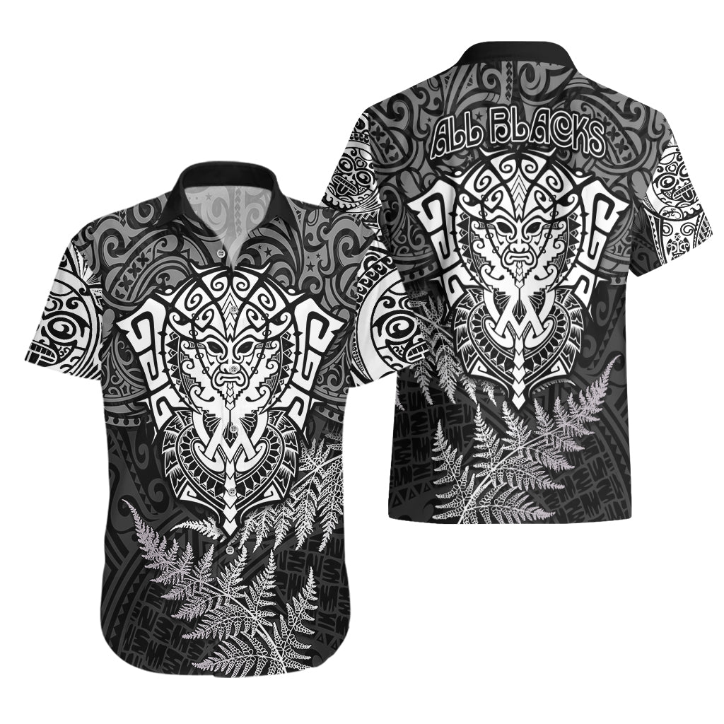 New Zealand Rugby Hawaiian Shirt Silver Fern All Black Mix Ta Moko White Style - Vibe Hoodie Shop