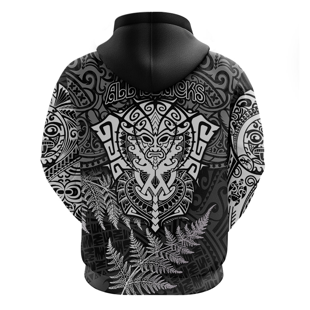 New Zealand Rugby Hoodie Silver Fern All Black Mix Ta Moko White Style LT9 - Vibe Hoodie Shop