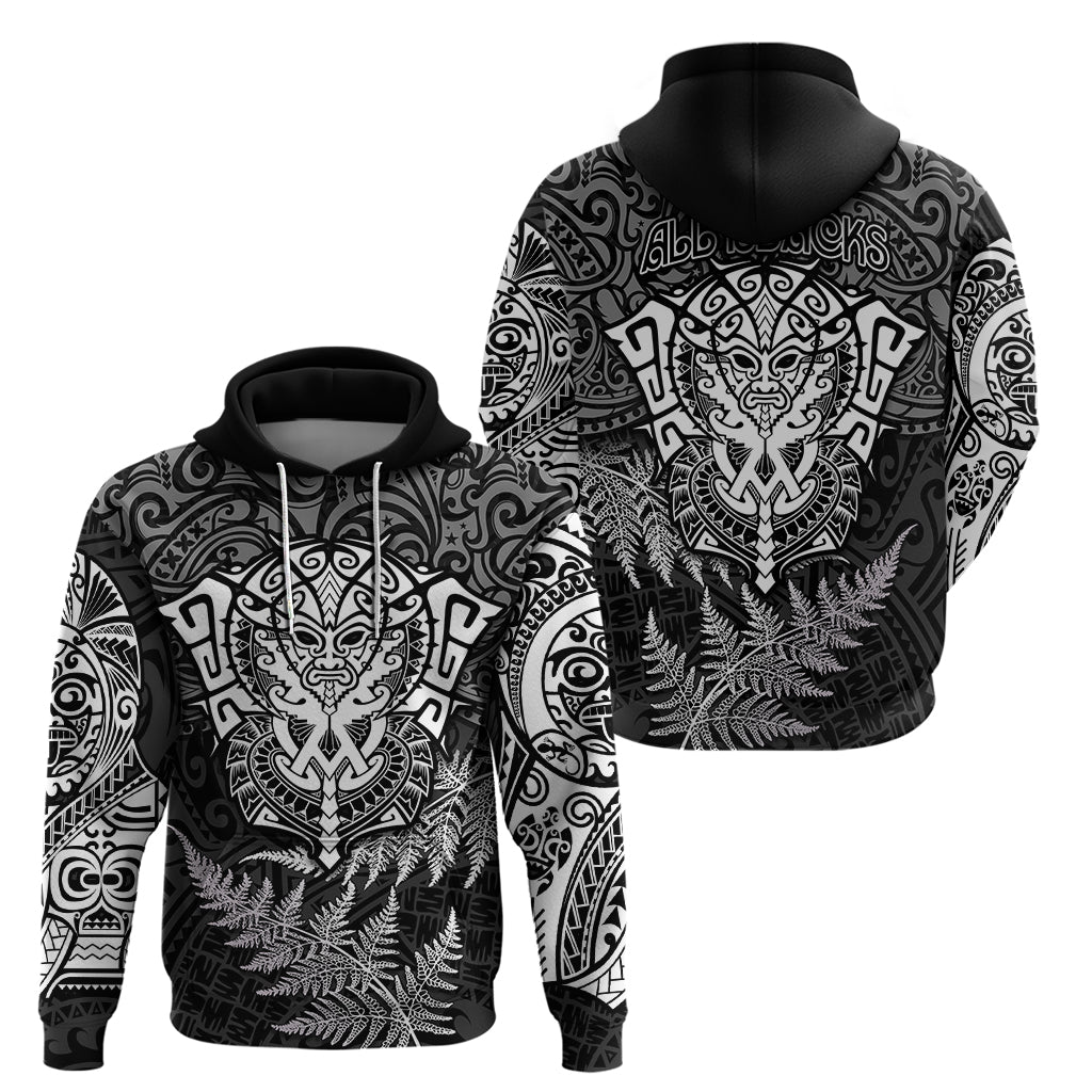 New Zealand Rugby Hoodie Silver Fern All Black Mix Ta Moko White Style LT9 - Vibe Hoodie Shop