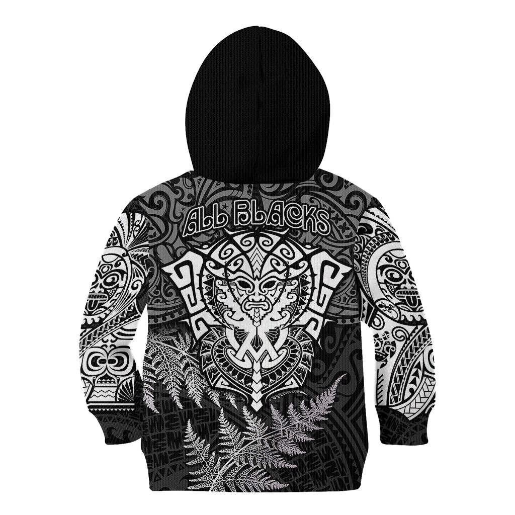 New Zealand Rugby Kid Hoodie Silver Fern All Black Mix Ta Moko White Style - Vibe Hoodie Shop