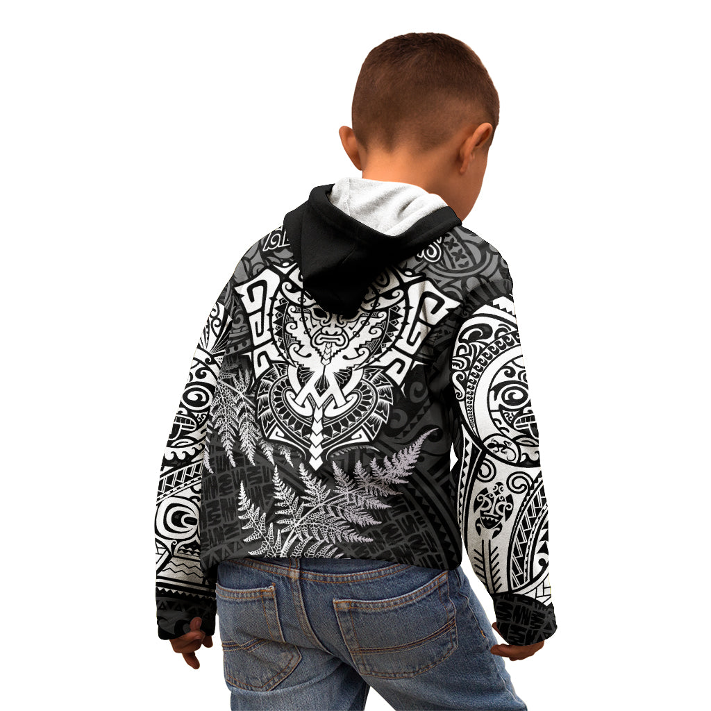 New Zealand Rugby Kid Hoodie Silver Fern All Black Mix Ta Moko White Style - Vibe Hoodie Shop