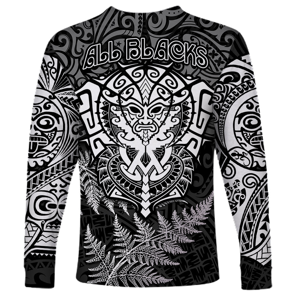 New Zealand Rugby Long Sleeve Shirt Silver Fern All Black Mix Ta Moko White Style - Vibe Hoodie Shop