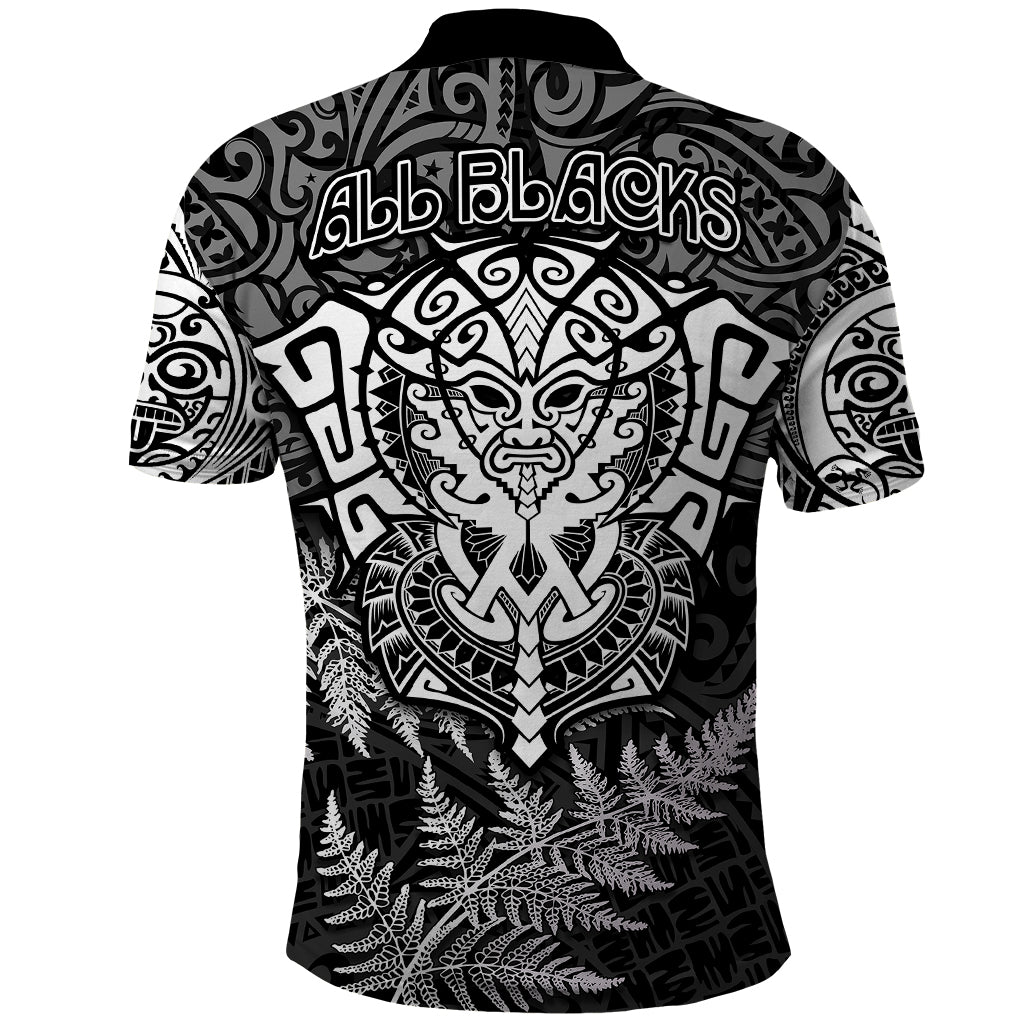 New Zealand Rugby Polo Shirt Silver Fern All Black Mix Ta Moko White Style LT9 - Vibe Hoodie Shop
