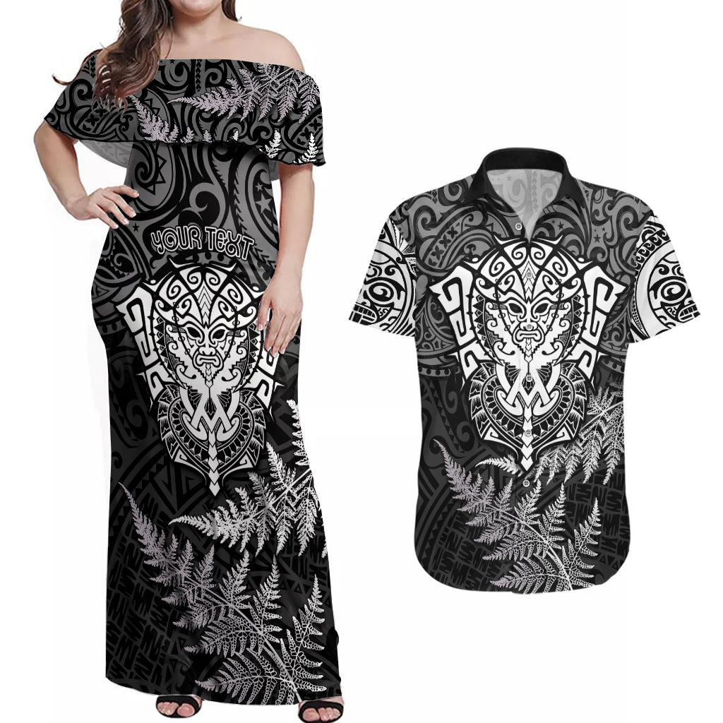personalised-new-zealand-rugby-couples-matching-off-shoulder-maxi-dress-and-hawaiian-shirt-silver-fern-all-black-mix-ta-moko-white-style