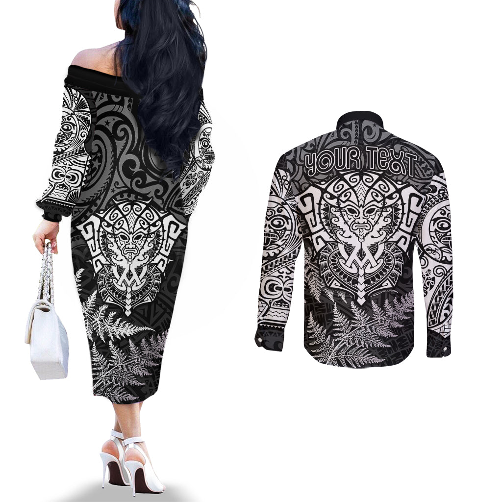 personalised-new-zealand-rugby-couples-matching-off-the-shoulder-long-sleeve-dress-and-long-sleeve-button-shirts-silver-fern-all-black-mix-ta-moko-white-style