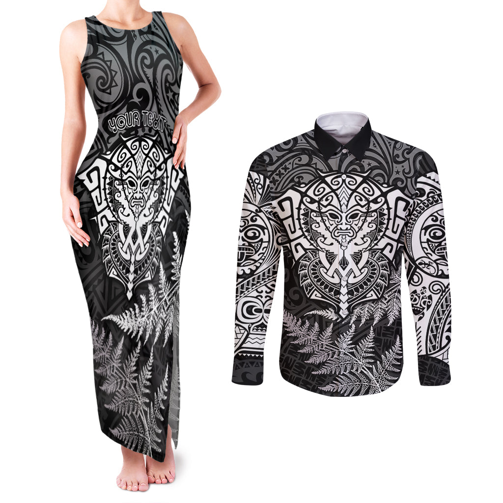 personalised-new-zealand-rugby-couples-matching-tank-maxi-dress-and-long-sleeve-button-shirts-silver-fern-all-black-mix-ta-moko-white-style