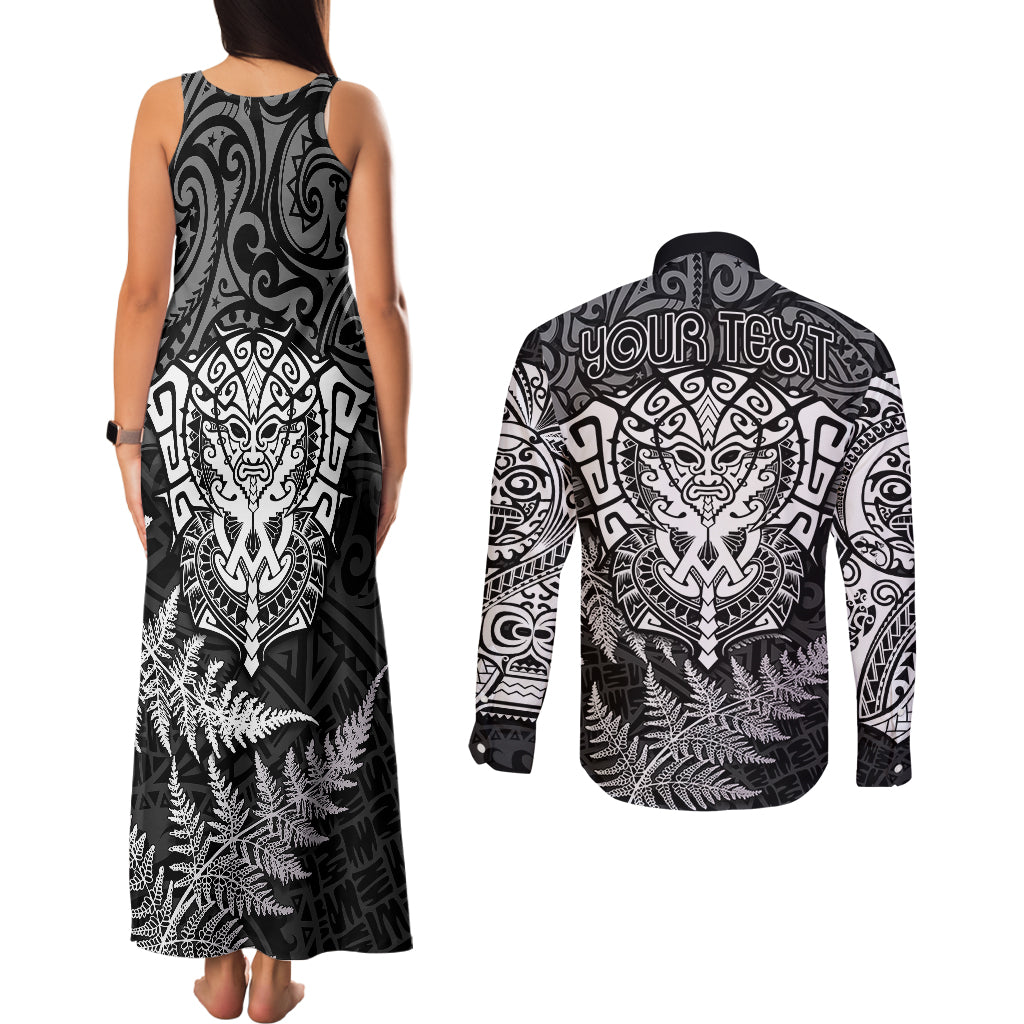 personalised-new-zealand-rugby-couples-matching-tank-maxi-dress-and-long-sleeve-button-shirts-silver-fern-all-black-mix-ta-moko-white-style