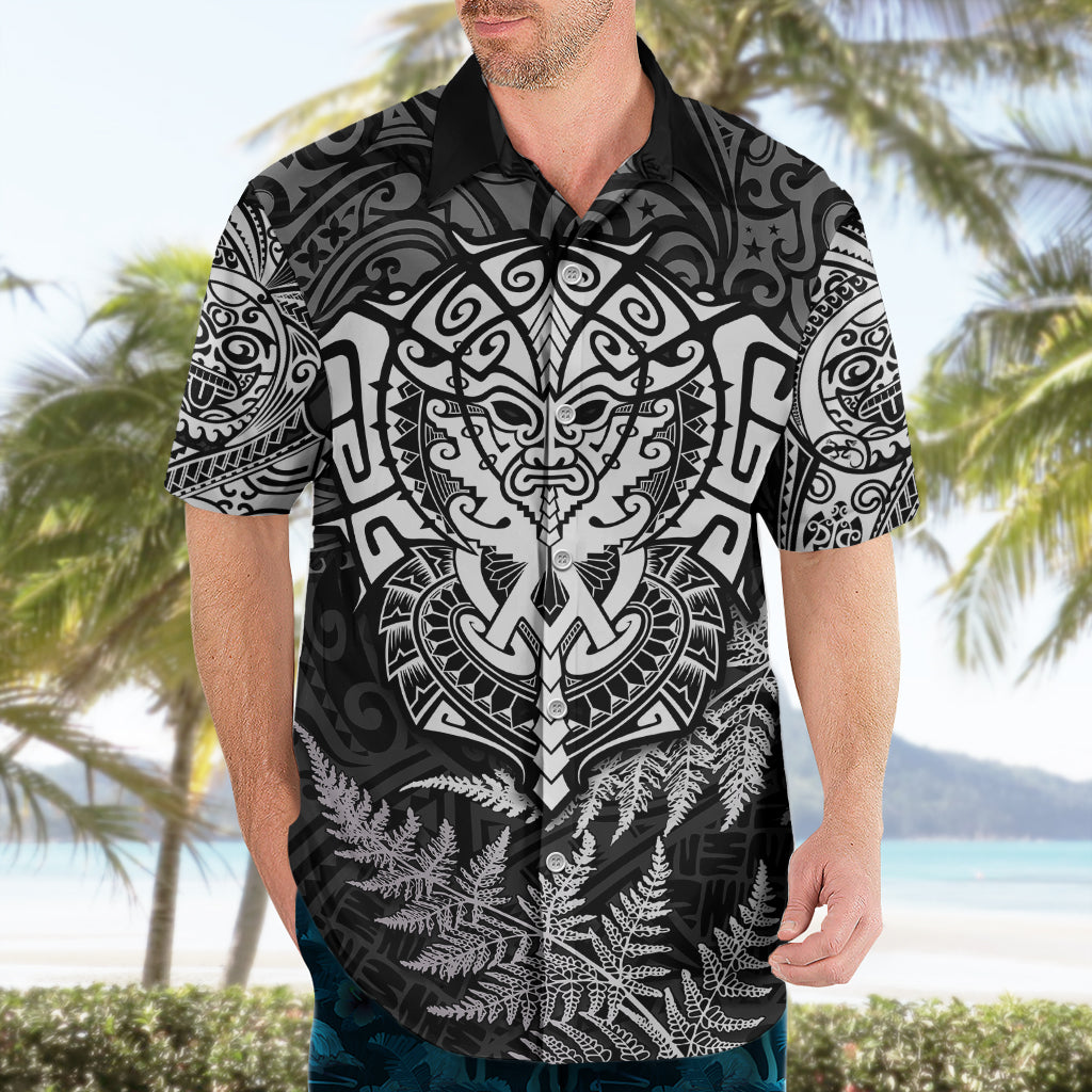 Personalised New Zealand Rugby Hawaiian Shirt Silver Fern All Black Mix Ta Moko White Style - Vibe Hoodie Shop