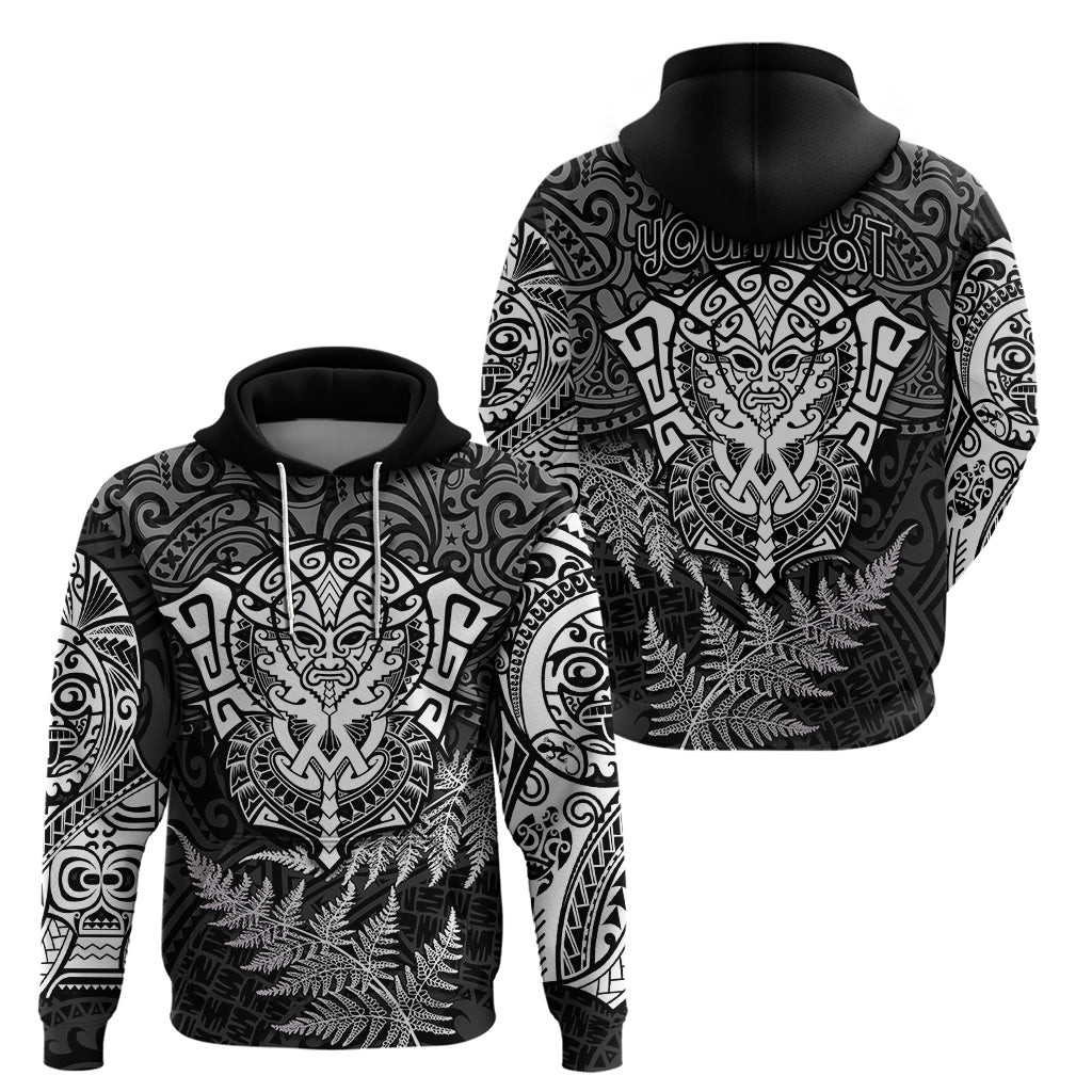 Personalised New Zealand Rugby Hoodie Silver Fern All Black Mix Ta Moko White Style LT9 - Vibe Hoodie Shop