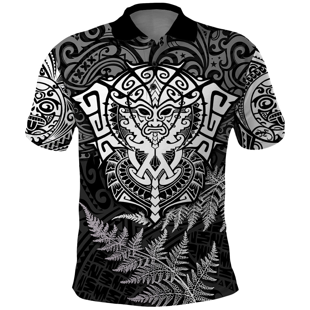 Personalised New Zealand Rugby Polo Shirt Silver Fern All Black Mix Ta Moko White Style LT9 - Vibe Hoodie Shop