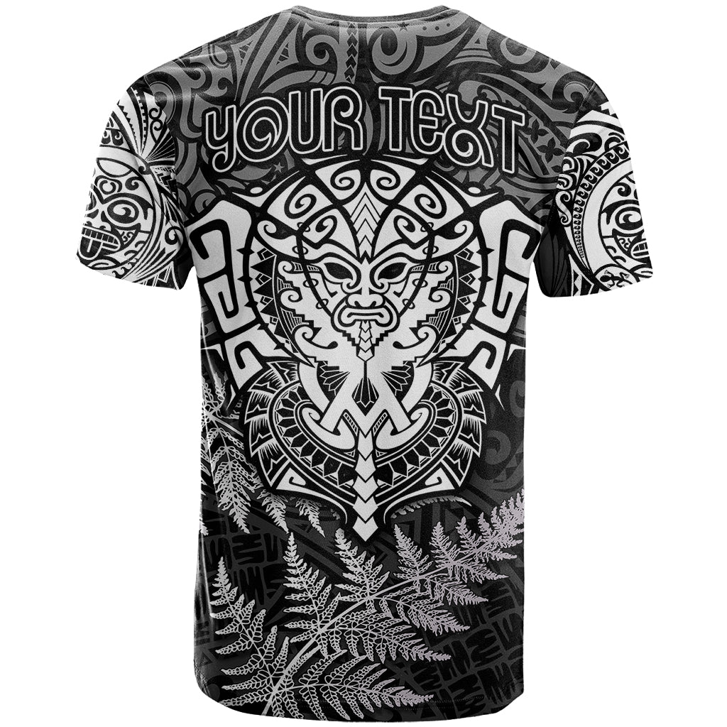 Personalised New Zealand Rugby T Shirt Silver Fern All Black Mix Ta Moko White Style LT9 - Vibe Hoodie Shop