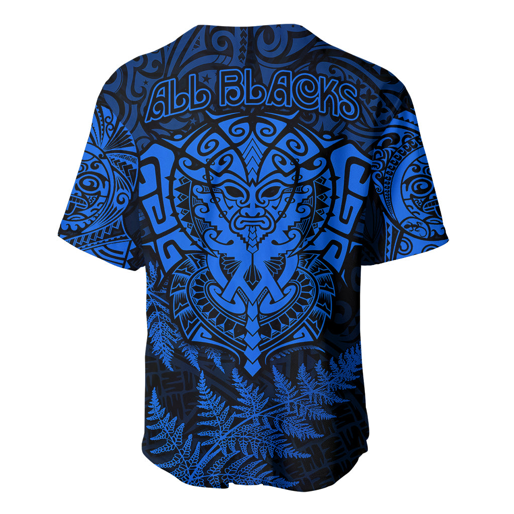New Zealand Rugby Baseball Jersey Silver Fern All Black Mix Ta Moko Blue Style - Vibe Hoodie Shop