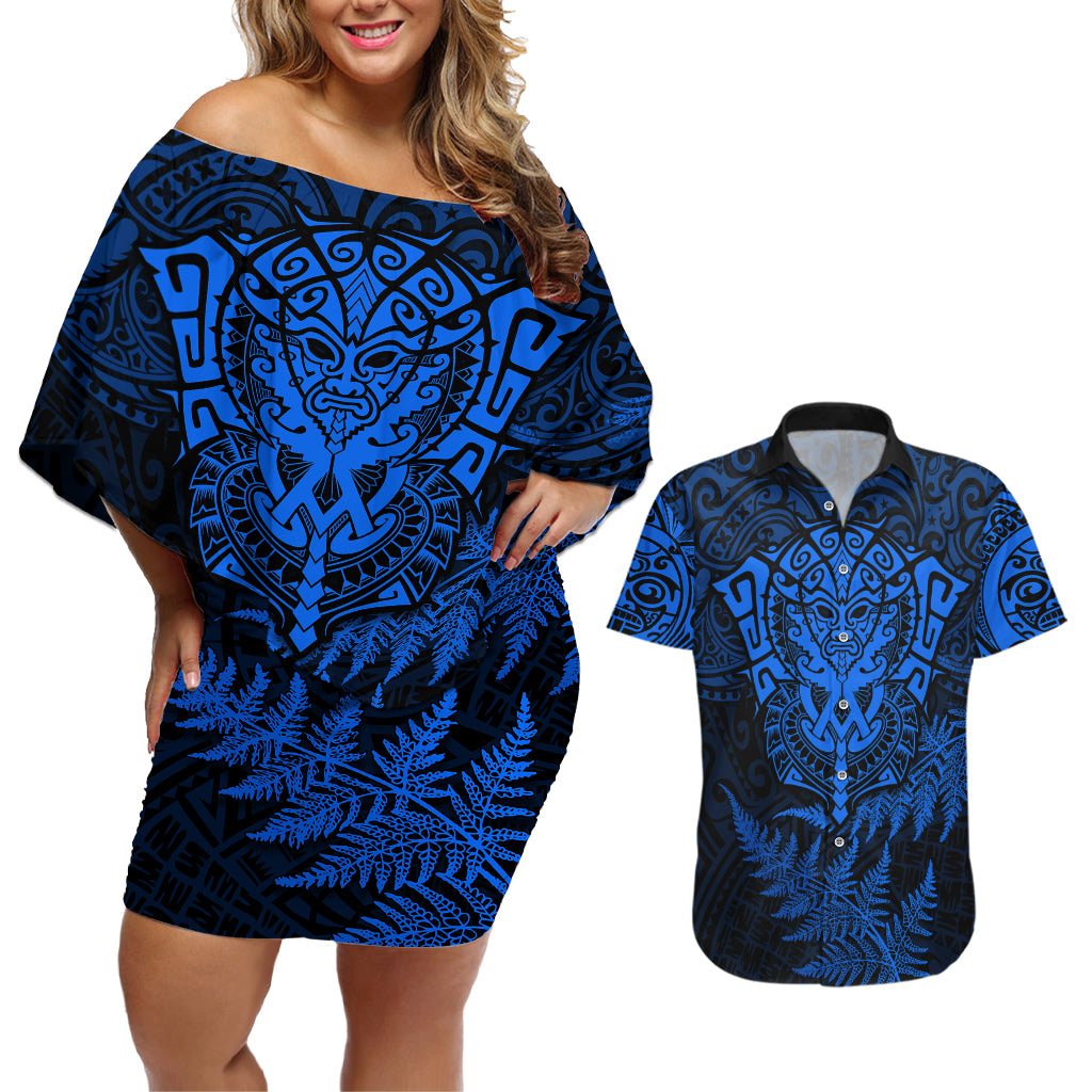 new-zealand-rugby-couples-matching-off-shoulder-short-dress-and-hawaiian-shirt-silver-fern-all-black-mix-ta-moko-blue-style