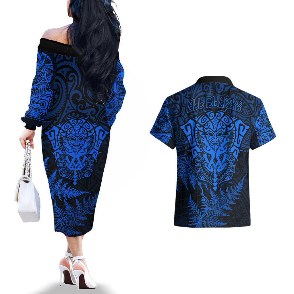 new-zealand-rugby-couples-matching-off-the-shoulder-long-sleeve-dress-and-hawaiian-shirt-silver-fern-all-black-mix-ta-moko-blue-style