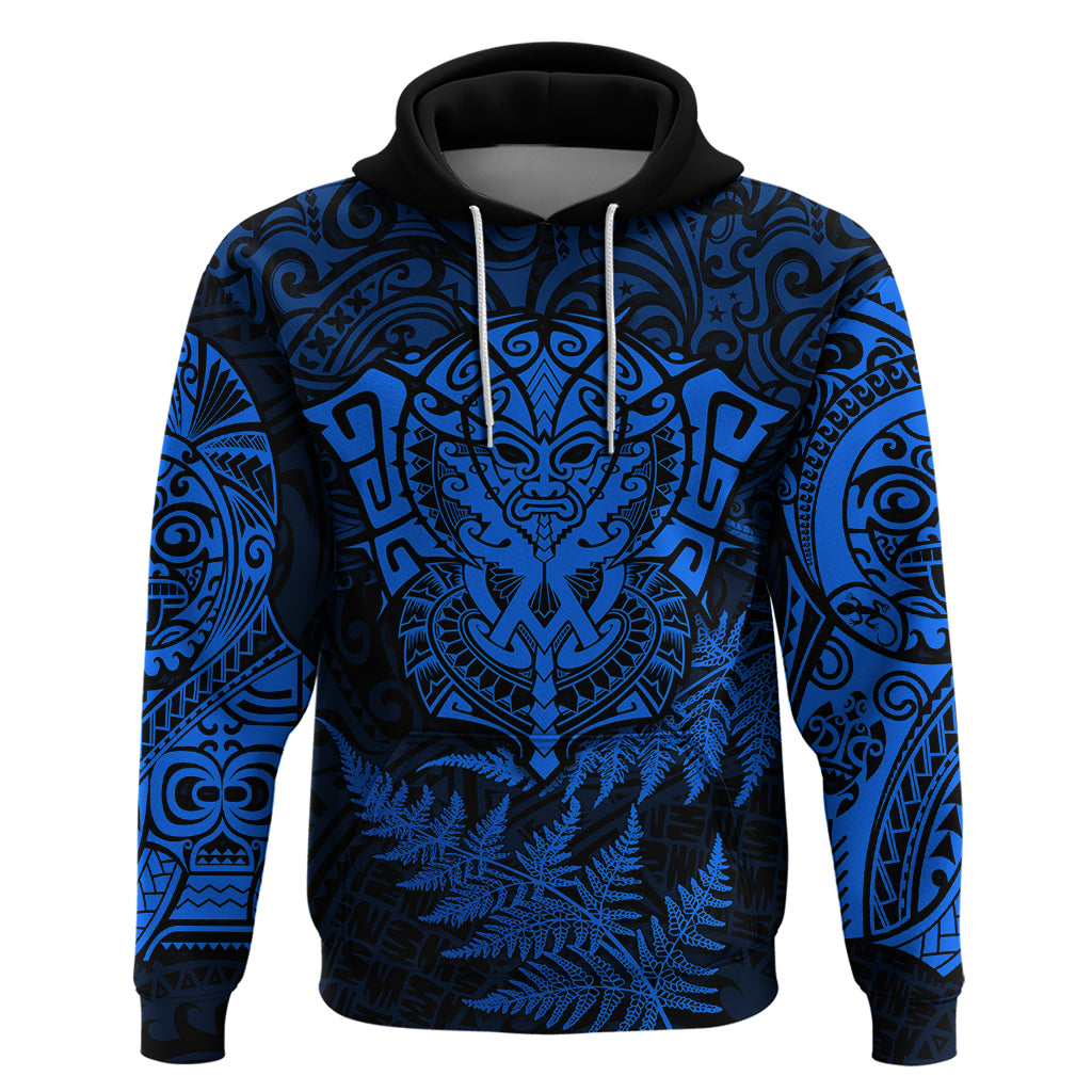 New Zealand Rugby Hoodie Silver Fern All Black Mix Ta Moko Blue Style LT9 - Vibe Hoodie Shop