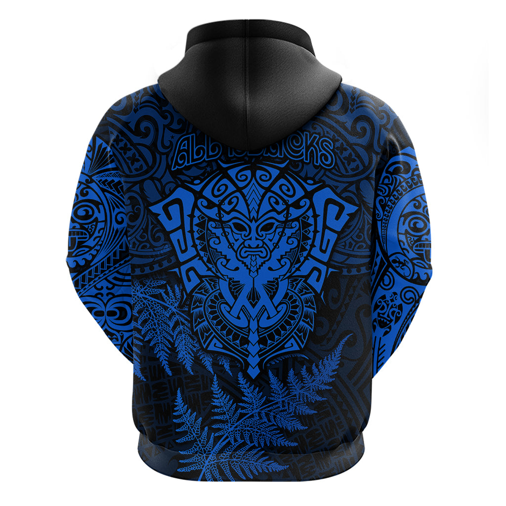 New Zealand Rugby Hoodie Silver Fern All Black Mix Ta Moko Blue Style LT9 - Vibe Hoodie Shop