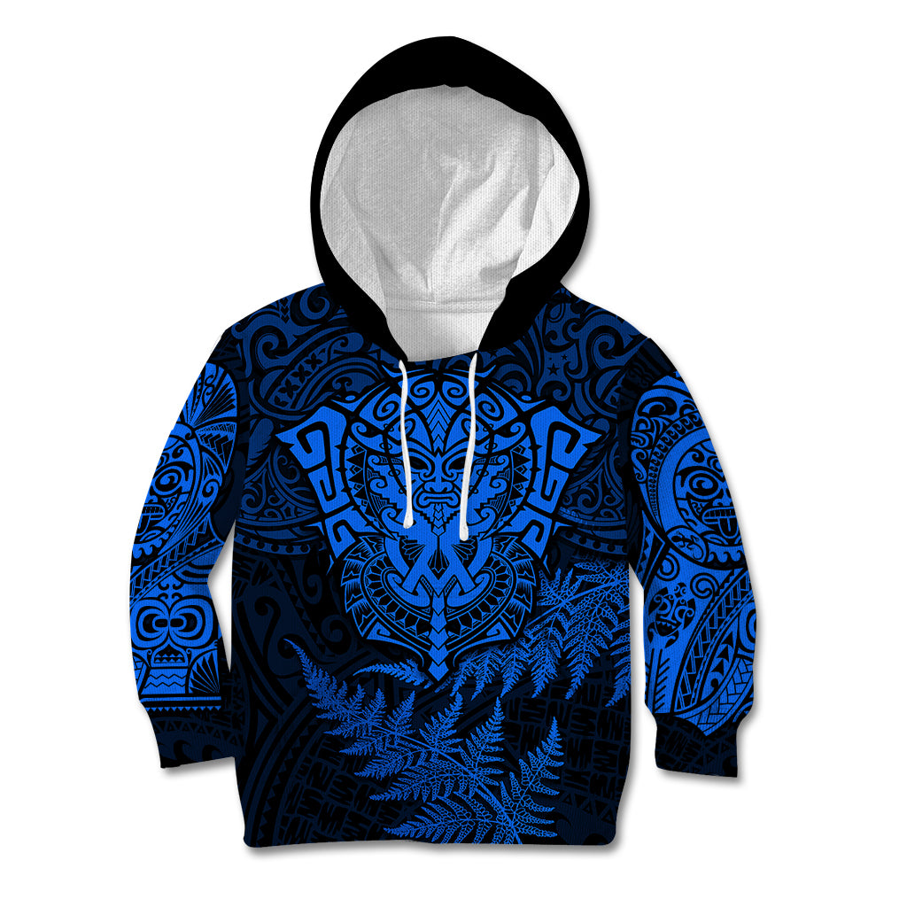 New Zealand Rugby Kid Hoodie Silver Fern All Black Mix Ta Moko Blue Style - Vibe Hoodie Shop
