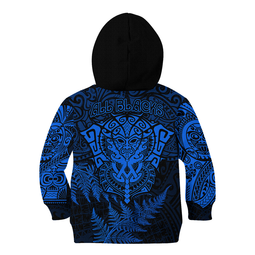 New Zealand Rugby Kid Hoodie Silver Fern All Black Mix Ta Moko Blue Style - Vibe Hoodie Shop