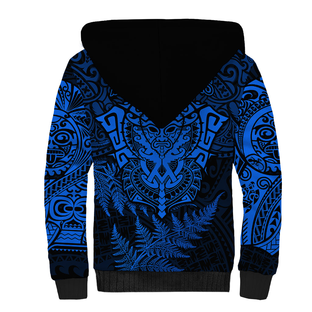 New Zealand Rugby Sherpa Hoodie Silver Fern All Black Mix Ta Moko Blue Style - Vibe Hoodie Shop