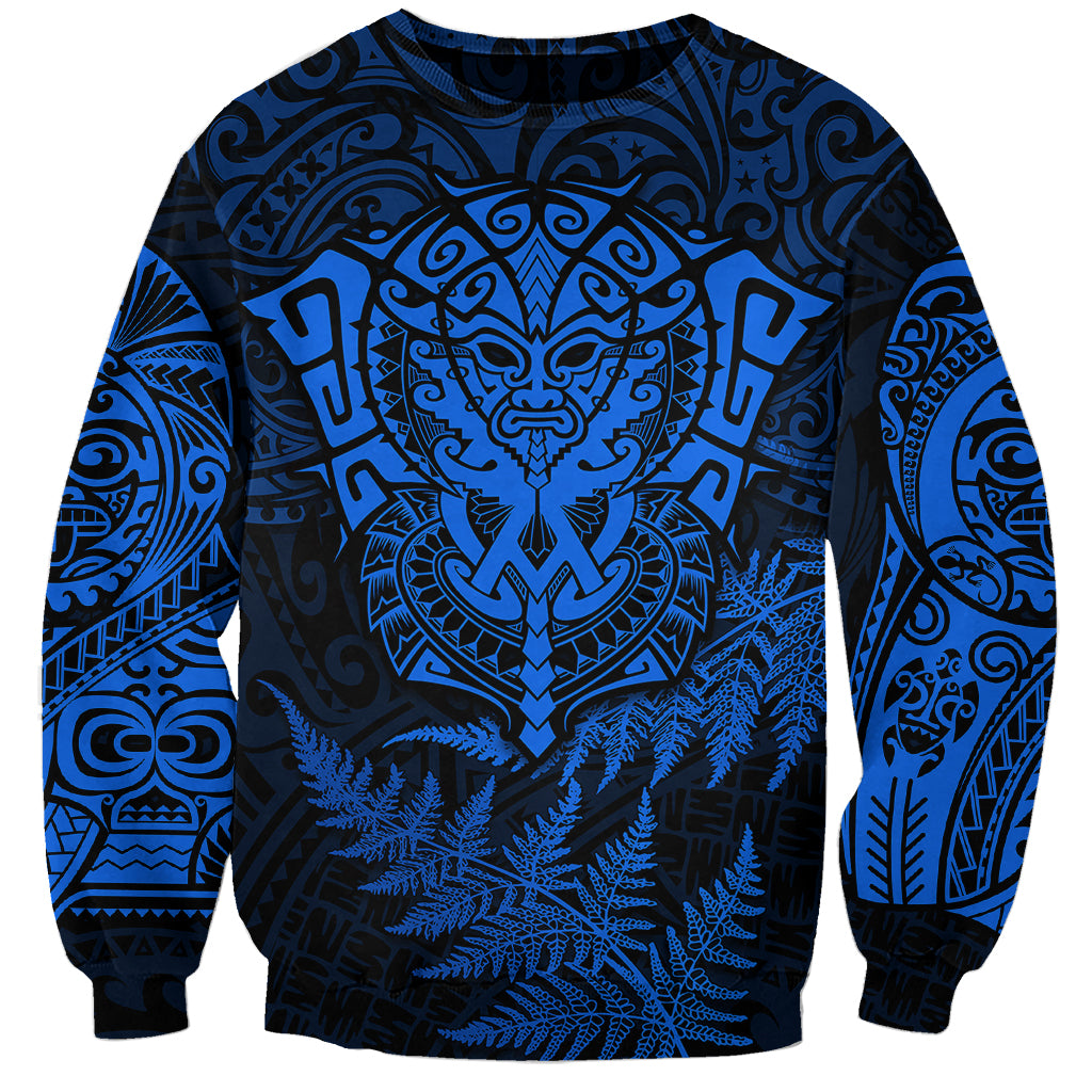 New Zealand Rugby Sweatshirt Silver Fern All Black Mix Ta Moko Blue Style - Vibe Hoodie Shop